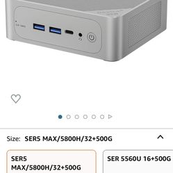 Beelink SER5 with 8-Core AMD Ryzen 7 5800H, 32GB DDR4, 500GB NVMe M.2 SSD,Triple Display 4K@60Hz Output, Wi-Fi 6,RJ45,Bluetooth 5.2,W-11 Gaming Office