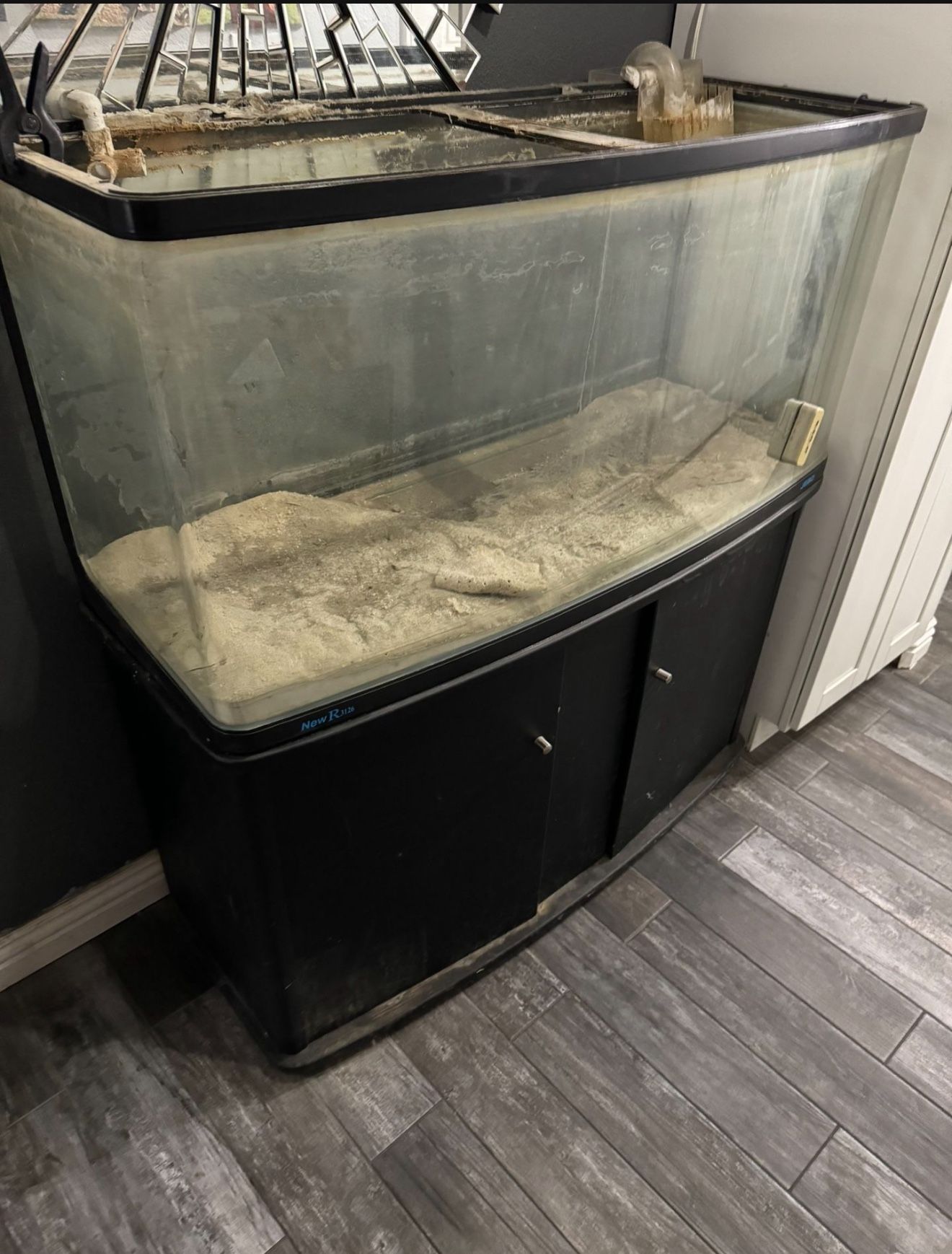 Salt Water Fish Tank With Second Tank filtration system, includes top notch in picture. 50” width x 54” height x 17” deep