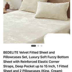 BEDELITE Velvet Fitted Sheet and Pillowcases Set