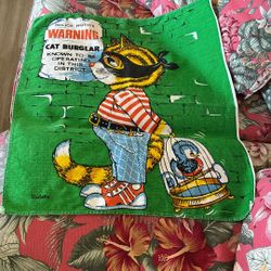 VINTAGE CAT BURGLAR DISH TOWEL