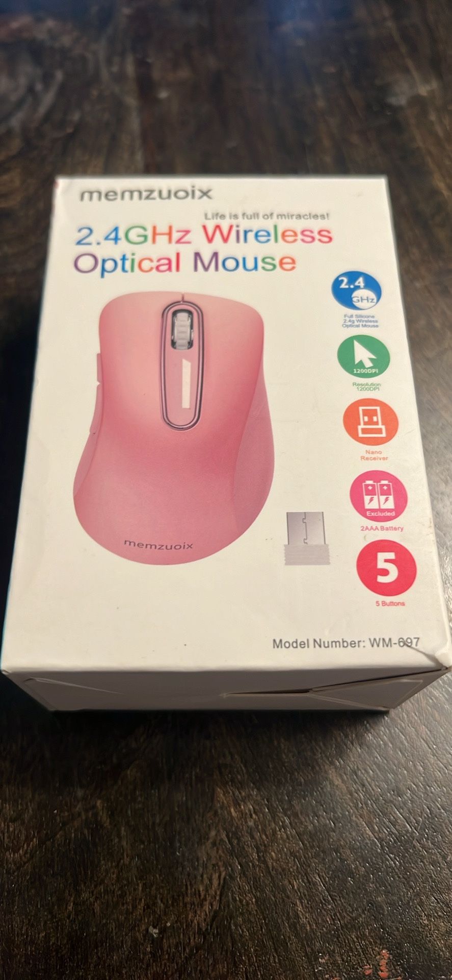 memzuoix 2.4G Wireless Mouse, 1200 DPI Mobile Optical Cordless Mouse with USB