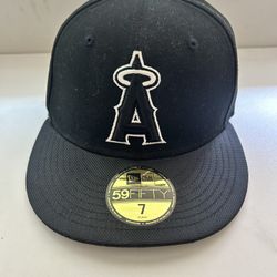 Adult New Era Los Angeles Angels Black and White 59FIFTY Fitted Cap