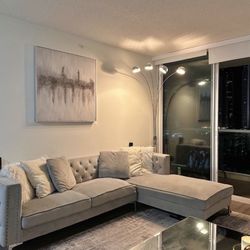 Gray sectional Sofá 2 Pieces 