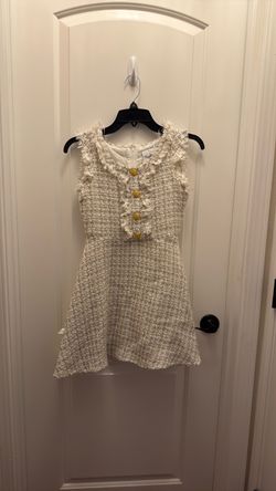 White Tweed Sleeveless Mini Dress