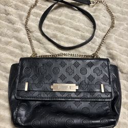 GUESS Black Embossed Logo Crossbody Bag
