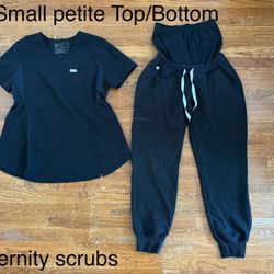 Maternity Scrubs, Black, Small Top and  Bottom Petite 