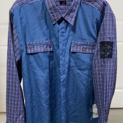 Colorful Bugle Boy Solid / Plaid Button Down Shirt Size XL