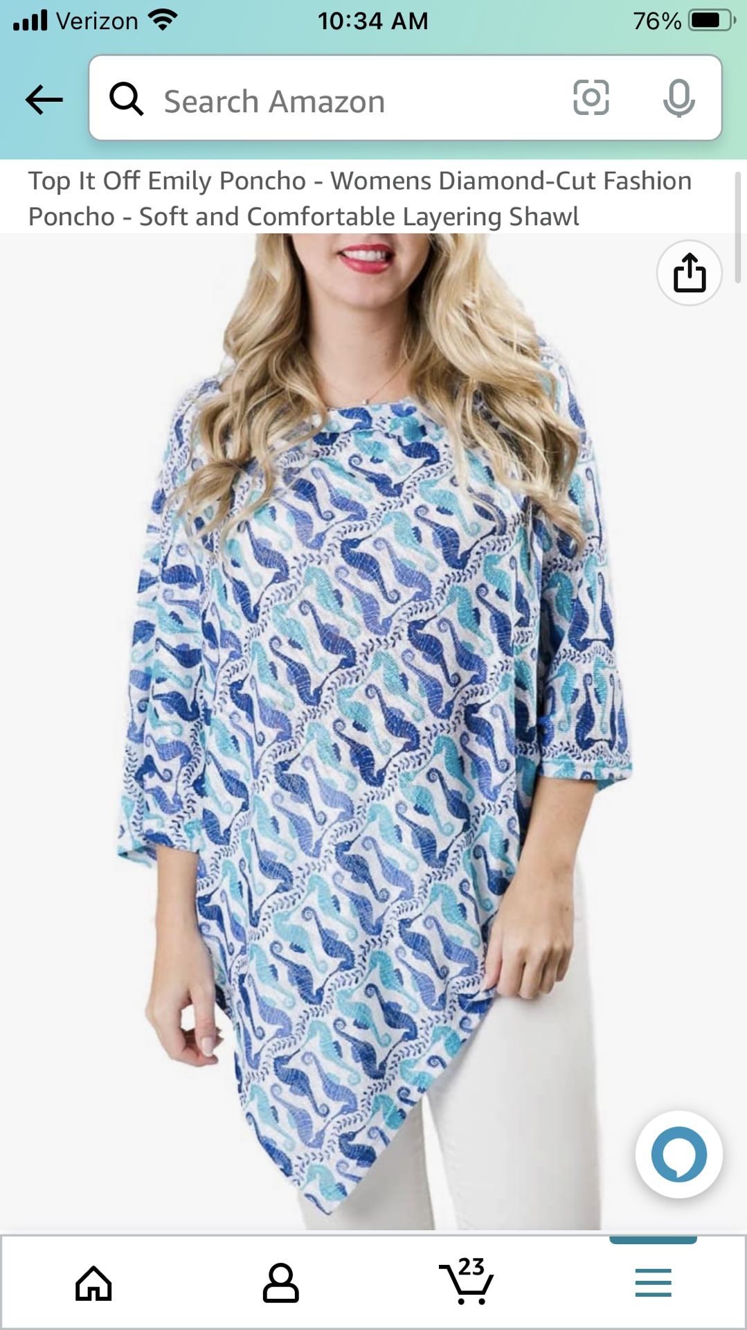 Top It Off Emily Poncho - Womens Diamond-Cut Fashion Poncho - Soft and Comfortable Layering Shawl