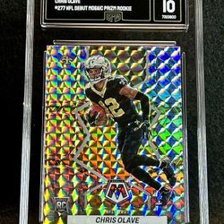 2022 Mosaic 💥 Chris Olave 💥 NFL Debut Mosaic Prizm Rookie GMA 10 💎 Mint - New Orleans Saints