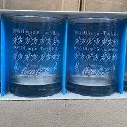 Vintage Coke 1996 Olympic Torch Relay Glasses 