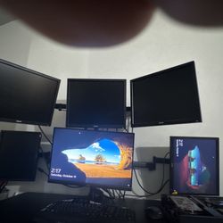6-Monitor Trading / Productivity Setup – 5 ASUS + 1 Acer w/ Heavy-Duty Mount Stand