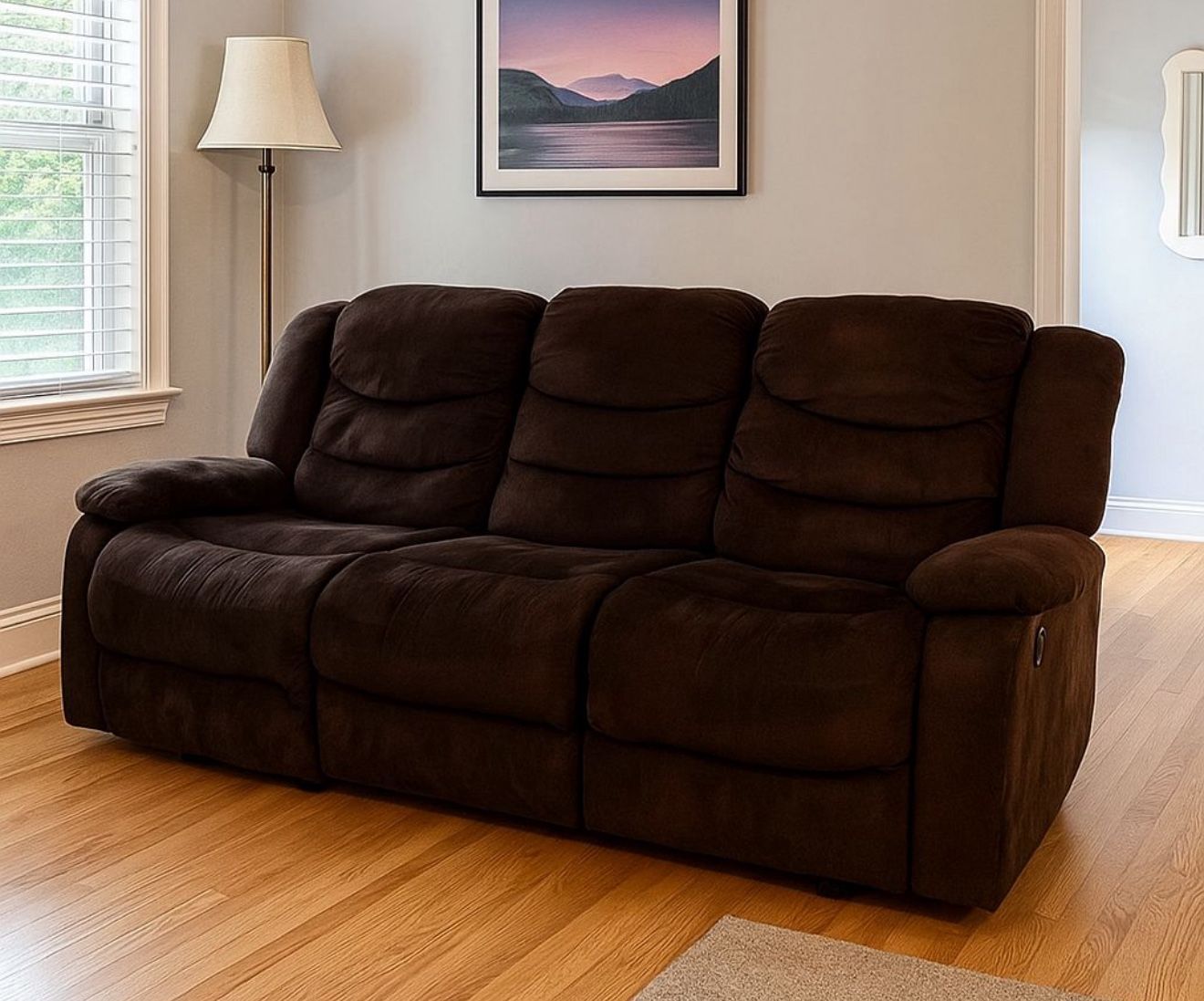 Brown Reclining Sofa – Comfortable 3-Seater. DELIVERY AVAILABLE .