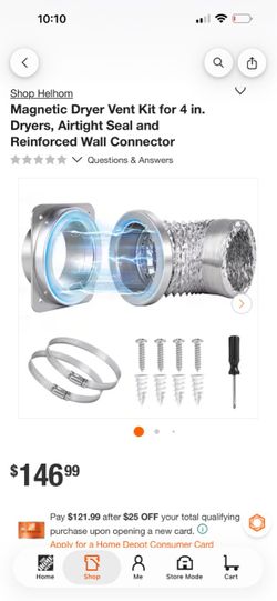 Helhom Magnetic Dryer Vent Kit 4 Inch