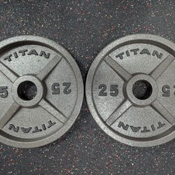 Titan 25lb Cast Iron Olympic Plates - Pair