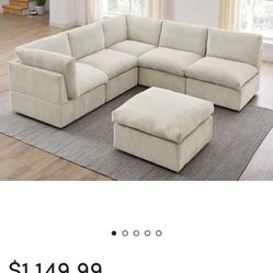 6 Piece Corduroy Modular Sectional Couch