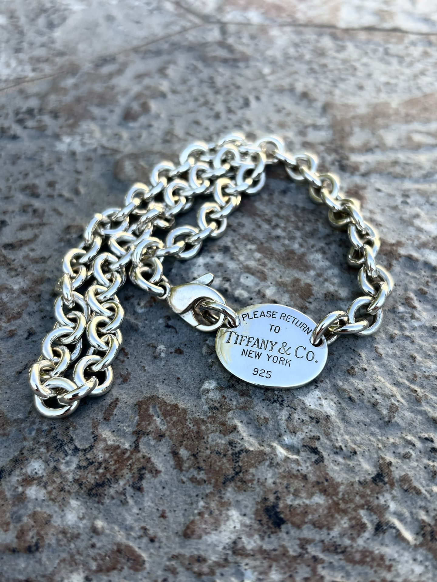 Tiffany & Co Sterling Silver Oval Choker Necklace 15.5” Vintage
