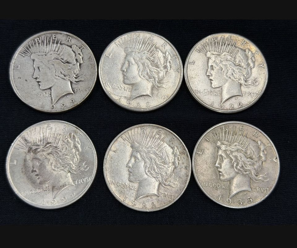 Peace Silver Dollars 6 Silver Dollars Total 