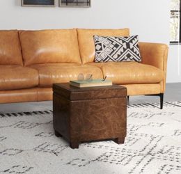 Brown Faux Leather Storage Ottoman / Bench