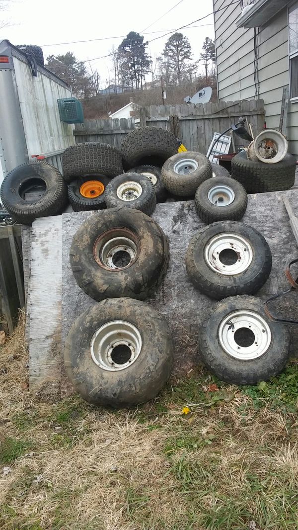 Riding lawn mower rims and tires and four wheeler rims and tires for