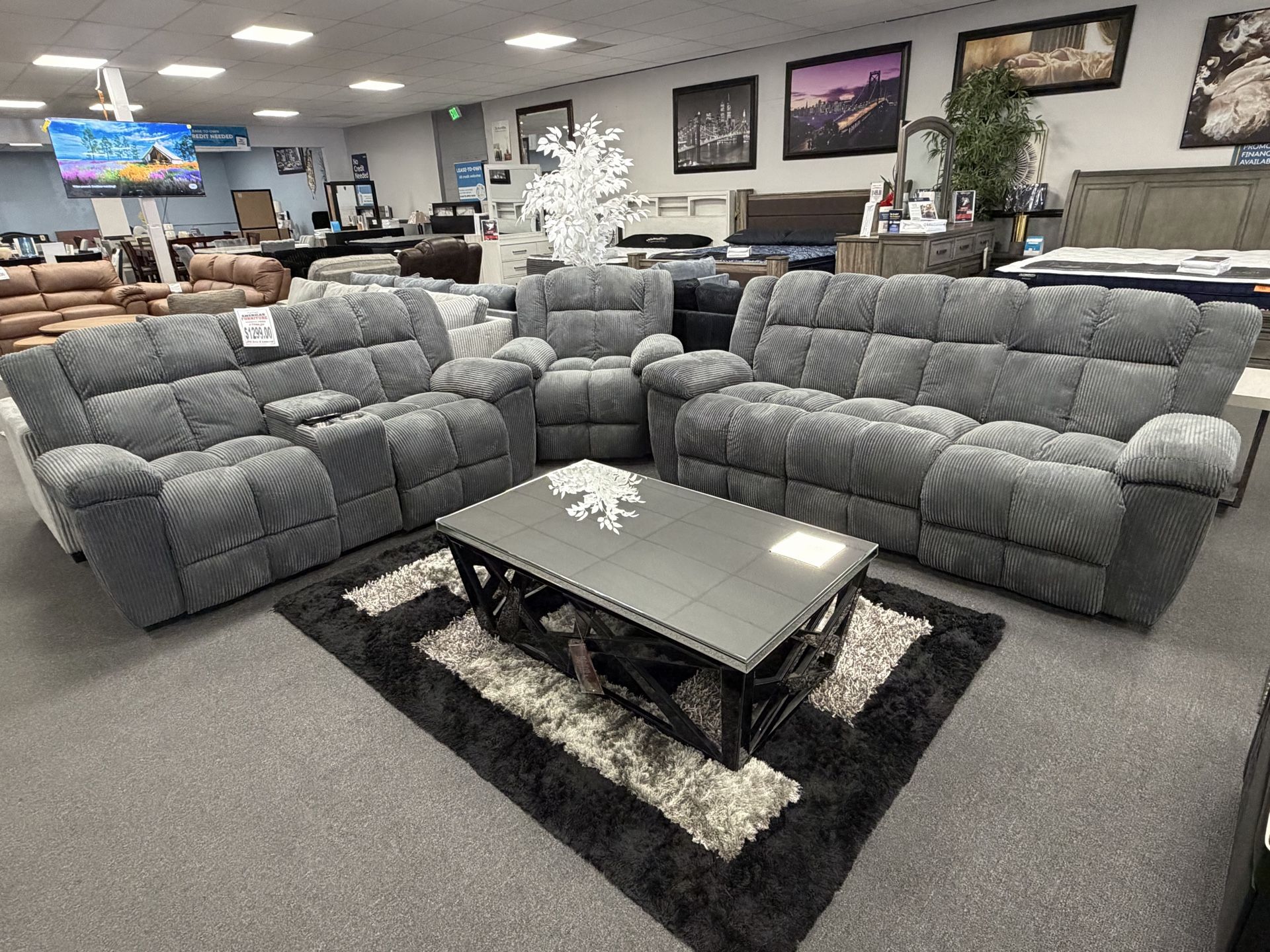 Gray Sofa & Loveseat + FREE Recliner Chair