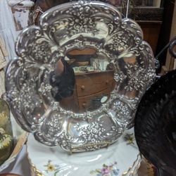 Vintage Antique Floral Silverplate Bowl 