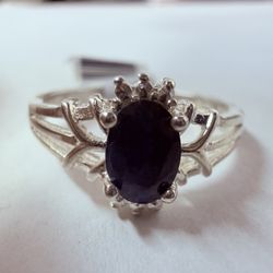 Sterling Silver & Natural Sapphire Ring