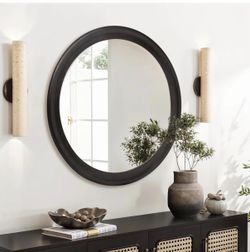 36 inches Large Round Wall Mirror Black Frame