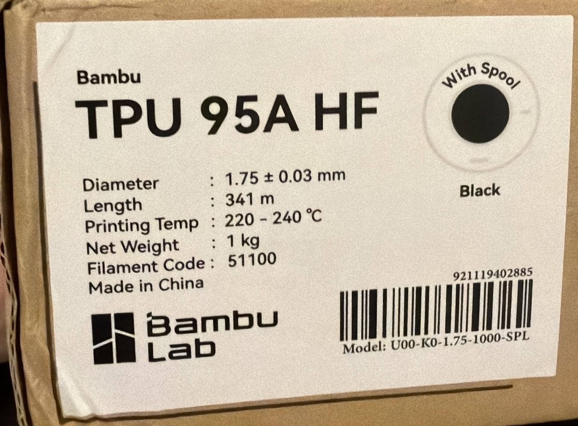 Bambu Labs Tpu 95a Hf Filament