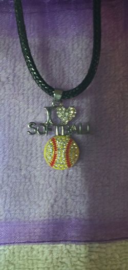 Beautiful I love softball necklace