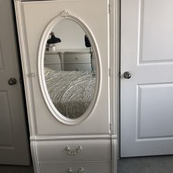 Girl’s Bedroom, Stanley Armoire, American Signature, Two Dressers, Solid Wood 