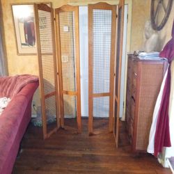 Wood Wire Room Dividers Folding Screen 