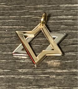 14K White & Yellow Gold Star of David Pendant – Custom – 1.83g