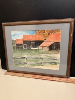 Watercolor Barn Painting