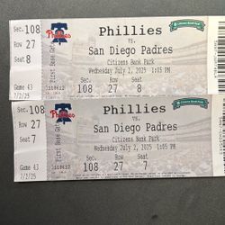 2 PHILLIES VS PADRES TICKETS (JULY 2ND)