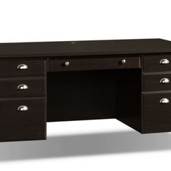Executive Desk, Lateral File Cabinet, Tall Bookshelves