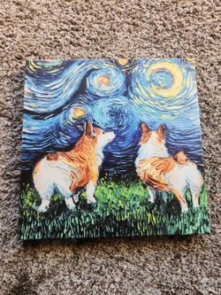 Corgi Starry Night Canvas Wall Art