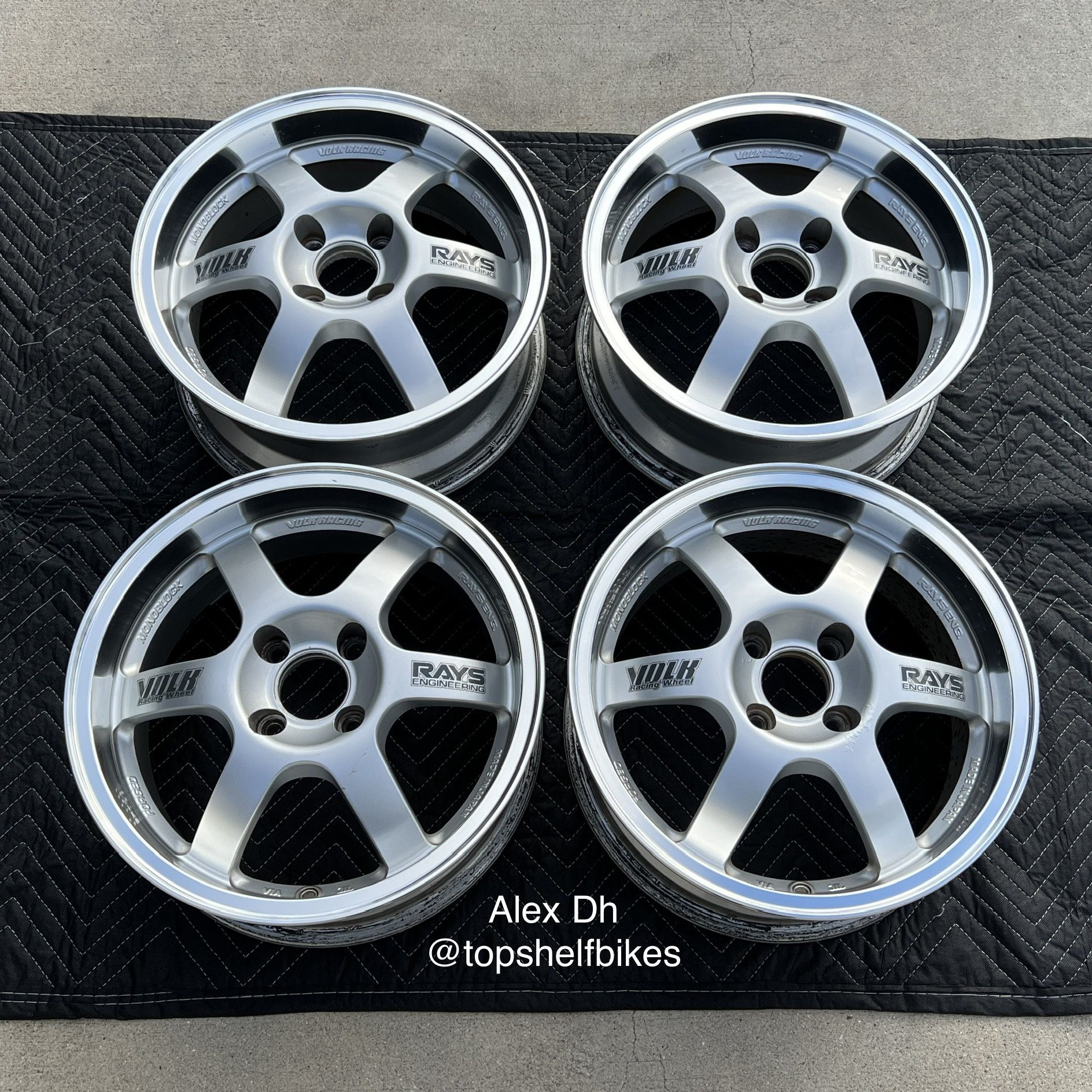 VOLK RACING TE37 CUP 15x6.5” +35 4X100 SILVER DIAMOND LIP WHEELS