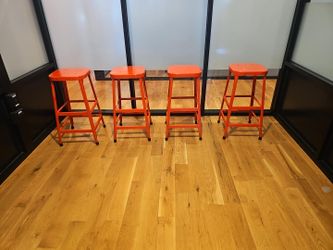 4 Schoolhouse Electric Utility Stools – Orange – Made in USA