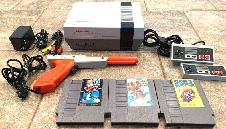 Original Nintendo Nes System Console Super Mario Game Bundle