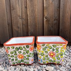 Mexican Talavera Planters, Pottery, Clay Pots.