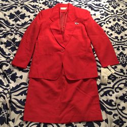 Womens Two Piece Suit ~ Red ~ Pendleton ~ Dress Suit ~ Medium ~ Top Size 6 Bottom Size 8