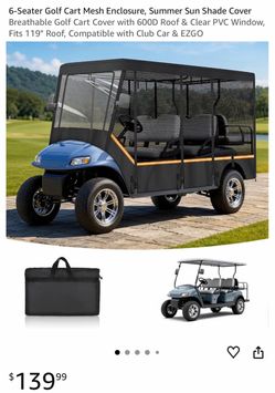 6-Seater Golf Cart Mesh Enclosure Sun Shade Cover