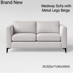 Brand New Medway Sofa With Metal Legs Beige 