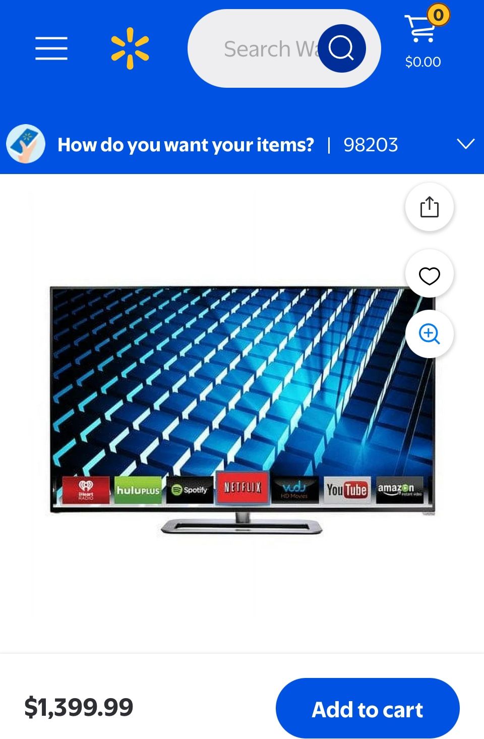 45” Vizio Smart Tv