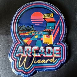 Arcade Wizard Embossed Metal Sign (Brand New)