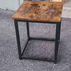 Small kitchen stool, ottoman, black metal and wood, no assembly required
