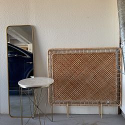 Moving! Selling Asap! Mirror, Marble table, IKEA Woven Headboard