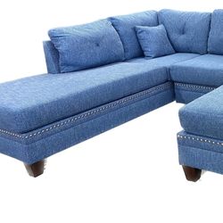 New Blue Sectional Couch! Free Delivery 🚚! Financing Available!