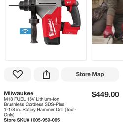 M18 Fuel  1-1/8” SDS Plus Rotary Hammer W/ QNE KEY