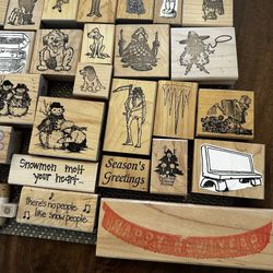 Rubber Holiday Stamps Dogs, Halloween Thanksgiving Christmas New Years